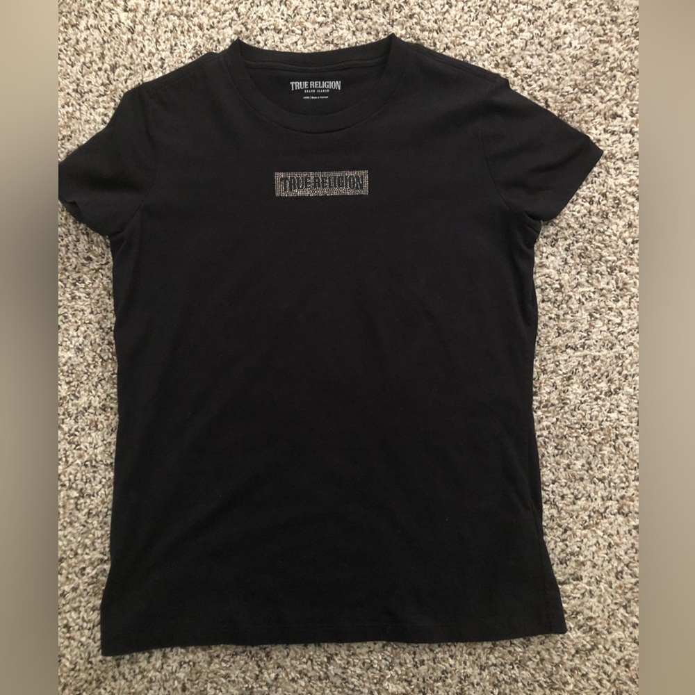 True Religion Black Short-Sleeve Logo Tee